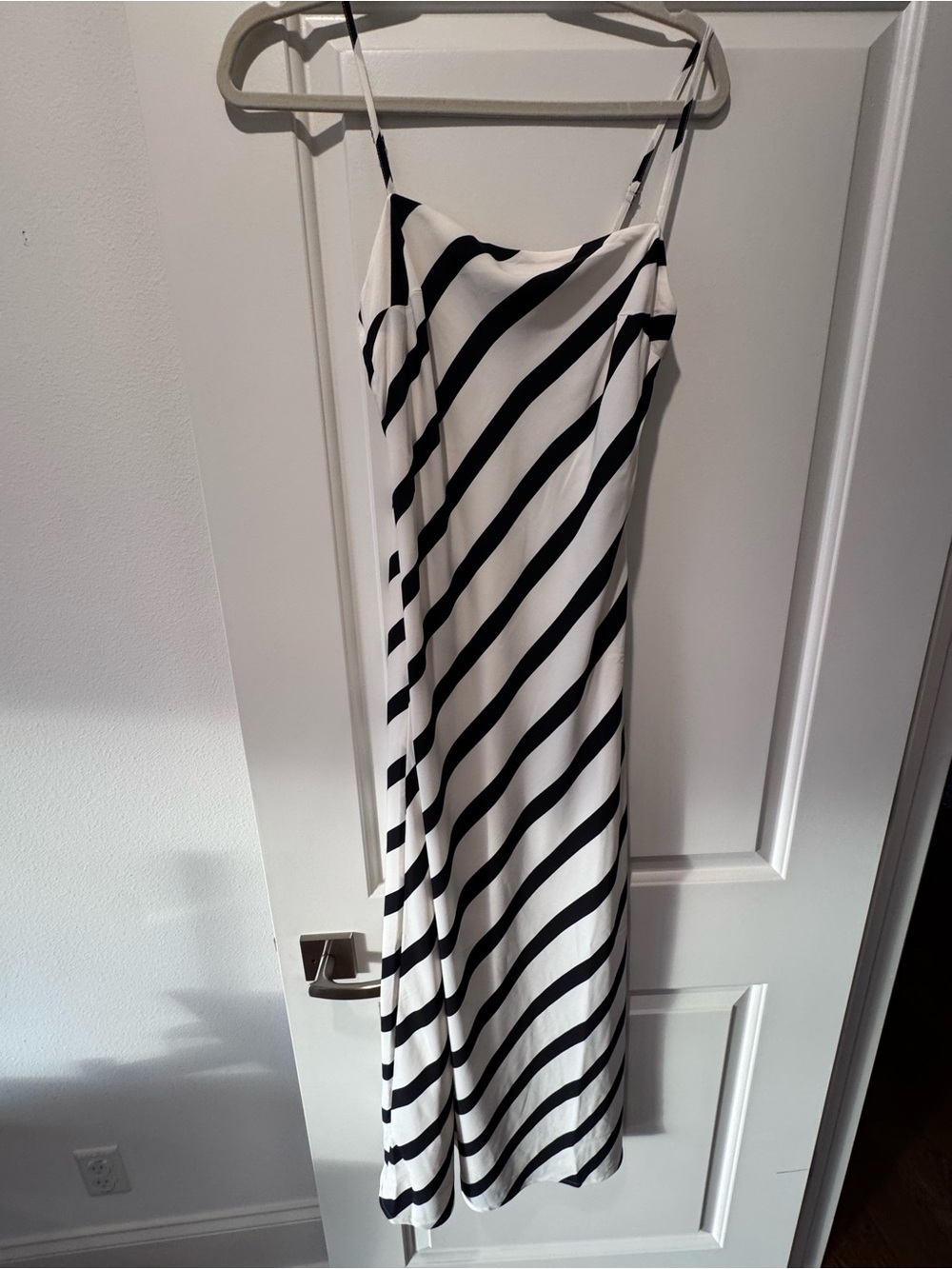 Abercrombie Black & White Diagonal Stripe Maxi Slip Dress